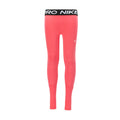 Youth Nike Pro leggings in coral pink with PRO NIKE waistband