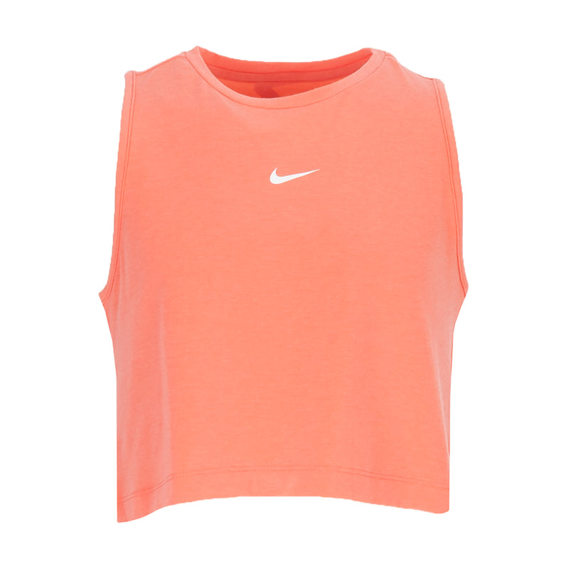 Youth coral pink sleeveless tank with Nike swoosh logo on front