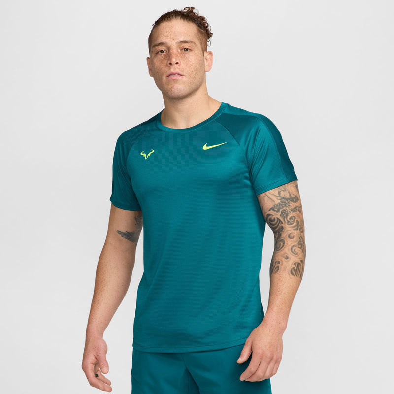Rafa Men's Challenger Dri-FIT Short-Sleeve Tennis Top in Geode Teal/Volt