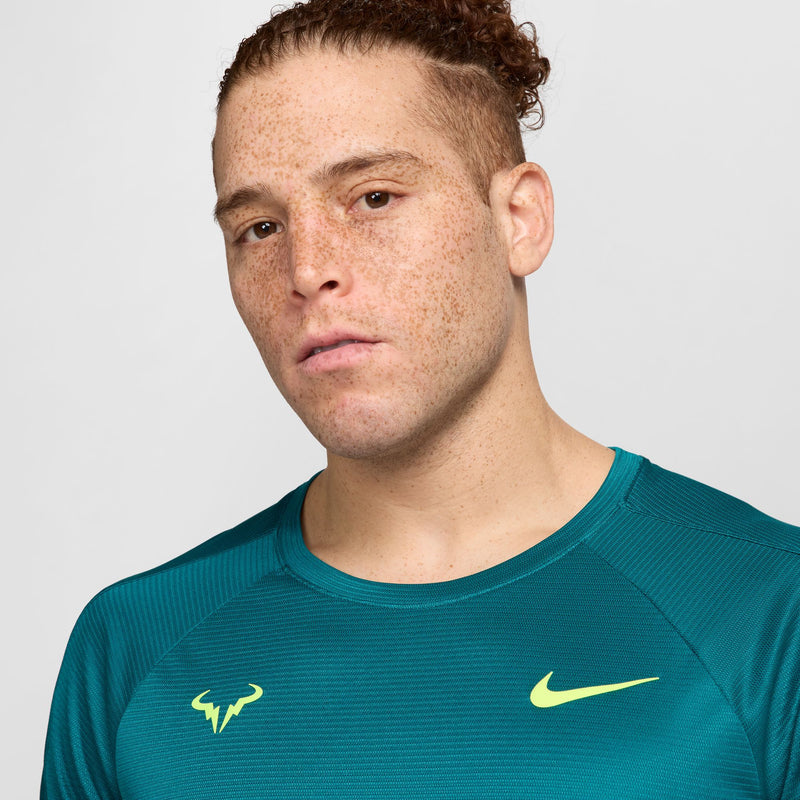 Rafa Men's Challenger Dri-FIT Short-Sleeve Tennis Top in Geode Teal/Volt