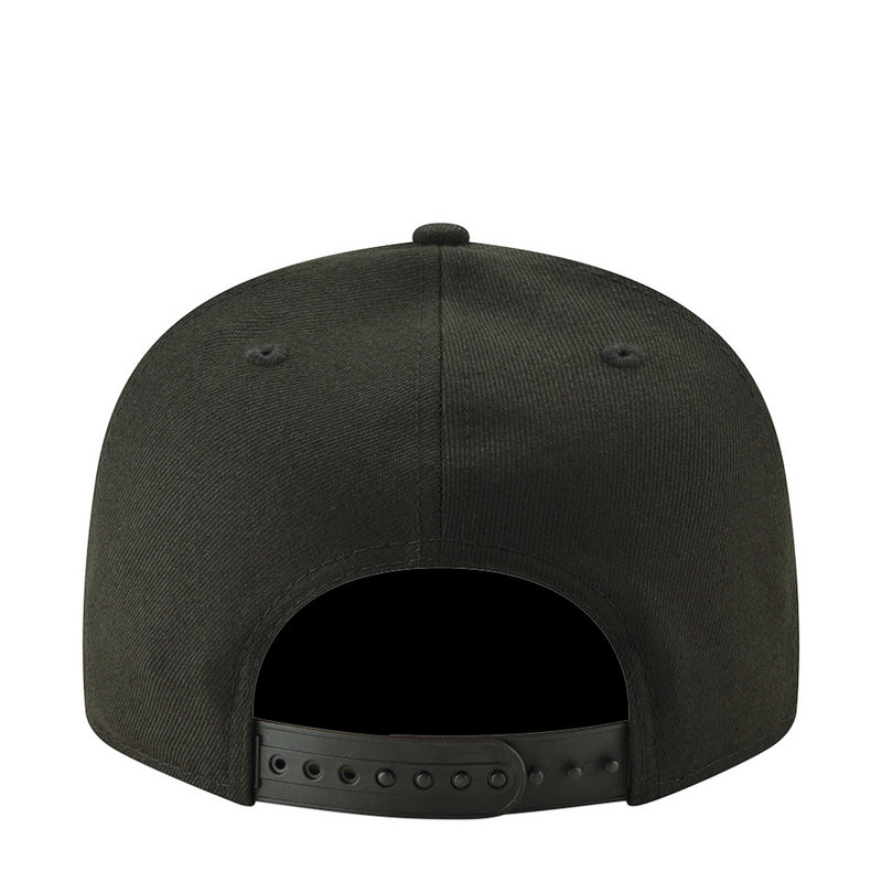 Black baseball cap back with adjustable strap and ventilation eyelets