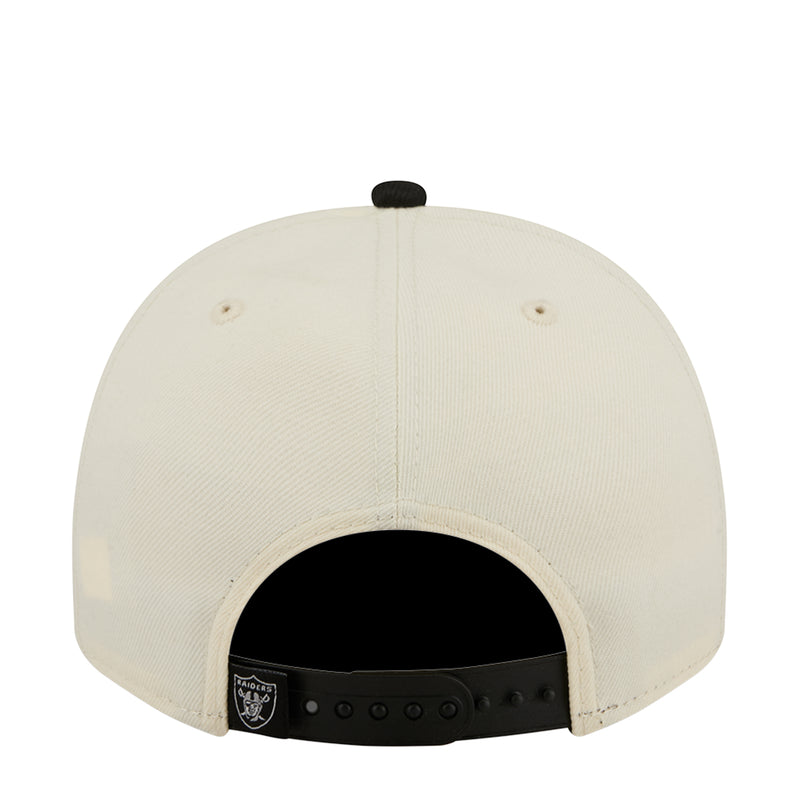 Cream A-frame cap with black underbrim and open back panel view
