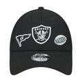 Kids black Raiders trucker cap with front Raiders crest and LV logo patch