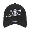 Kids' black baseball cap with Raiders shield patch and white flower embroidery