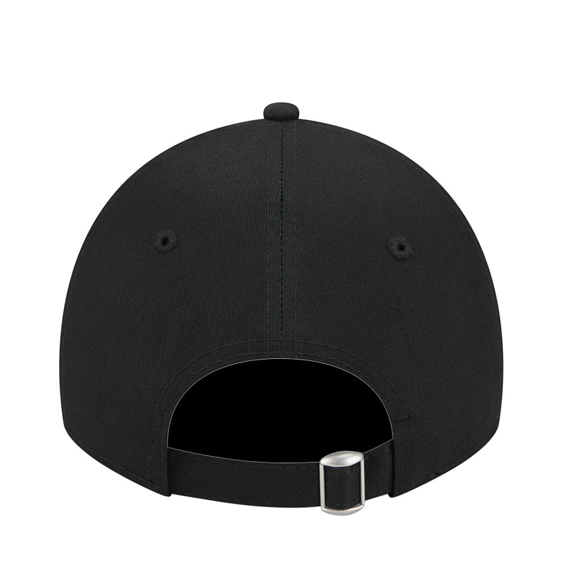 Kids' black baseball cap back with adjustable metal buckle and ventilation eyelets