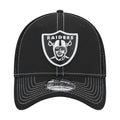 Junior black Raiders logo stretch-fit cap with white front shield patch