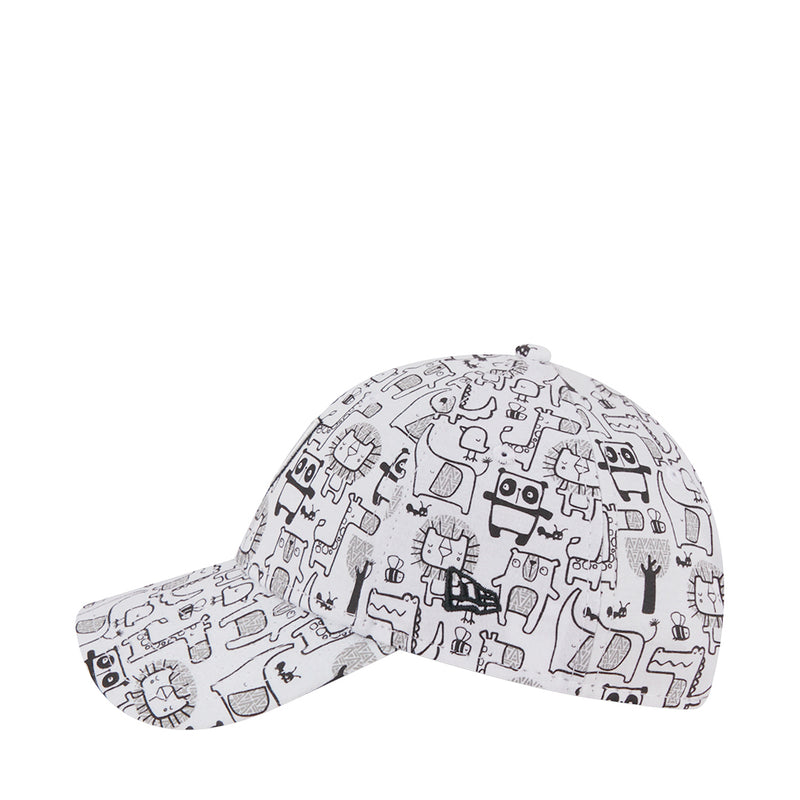 Kids cap with white/black zoo animal print and curved brim; Raiders crest front