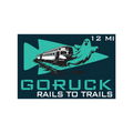GORUCK Rails to Trails event logo with train, ghost, and 12 MI distance.