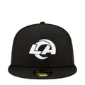 Black baseball cap with white LA logo on the front panel.