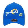 Kids blue trucker cap with front Rams logos and adjustable snapback