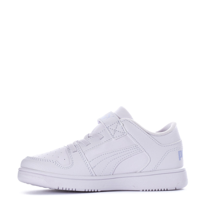 Kids low-top sneakers, light purple upper with dual straps and white sole