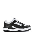 Kids low-top sneakers in black and white with white laces and Puma logo