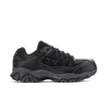 Men's black steel-toe work sneaker with lace-up, textured panels, and chunky outsole