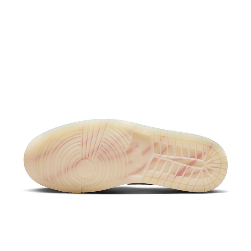 Men's high-top sneaker outsole, light gum rubber tread, underside view