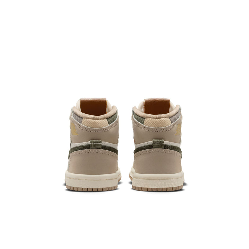 Toddler high-top sneakers, rear view with padded heel and ankle collar