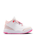 Kids high-top sneakers, white with pearl pink and Hyper Orange accents, pink outsole