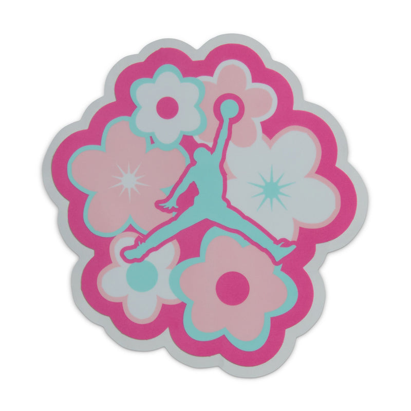 Colorful kids sneaker accessory sticker, pink and teal floral cloud with dancer silhouette