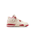 Kids retro basketball sneakers in pale ivory with red accents and lace-up design