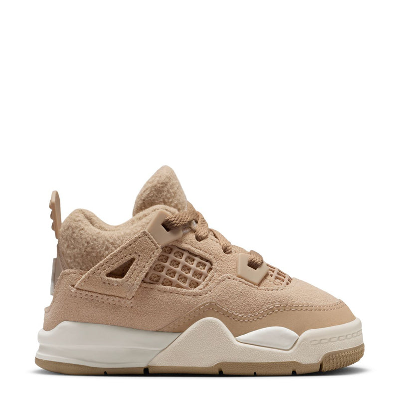 Beige toddler retro basketball sneaker with mesh panel, lace-up, and padded collar