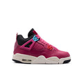 Youth sneaker in deep pink with black lining, mesh panels, and white midsole