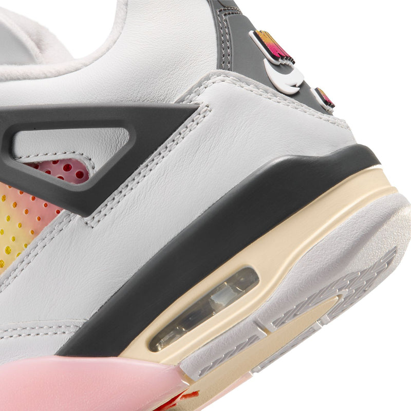 Youth sneaker midsole detail, air window with beige sole and black heel panel