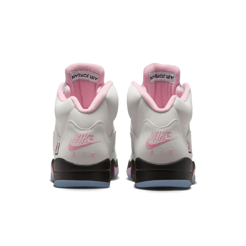 Men's white rear-view sneakers with pink lining, Air logo on heel