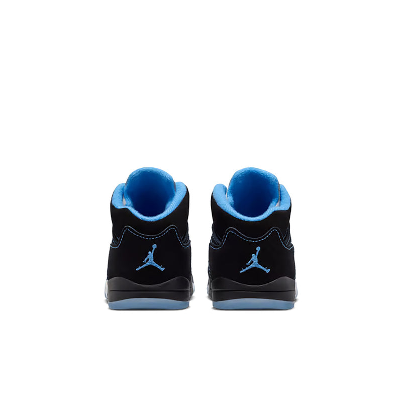 Toddler sneakers heel view with blue collar lining and Air Jordan logo