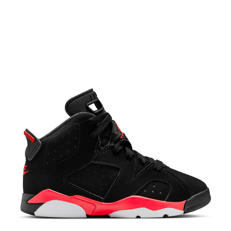 Kids black high-top sneakers with red accents, lace-up, Air-cushion sole
