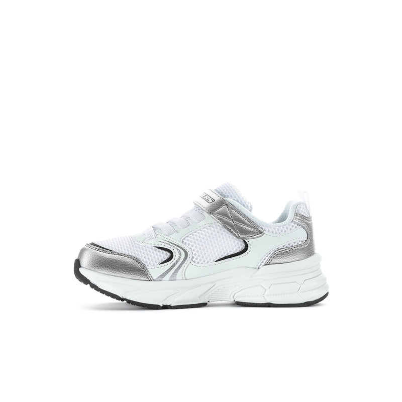 Kids' retro-style sneakers in white with black S logo detail
