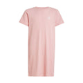 Youth ribbed knit dress, semi pink, short sleeves, crew neck front view