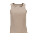 Women's ribbed tank top in taupe, scoop neckline and sleeveless design