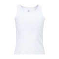 White ribbed womens tank top, sleeveless with crew neckline