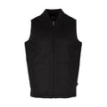 Black hooded ripstop vest with center front zipper and two front pockets