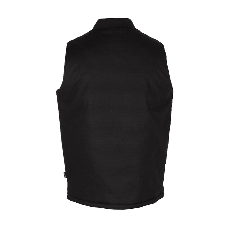 Black mens hooded ripstop vest, plain back view
