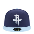 Two-tone cap in dark navy with light blue brim, Rockets logo on front.