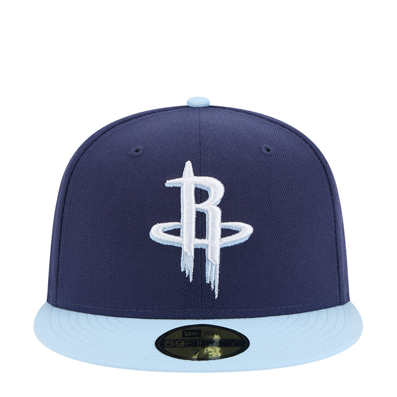 Two-tone cap in dark navy with light blue brim, Rockets logo on front.