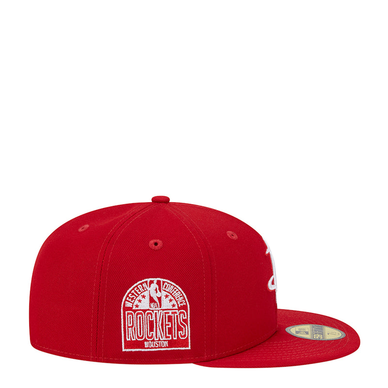 Scarlet baseball cap with white Rockets Houston logo patch
