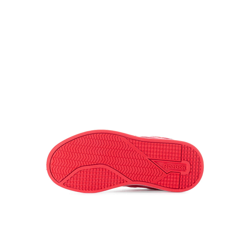 Kids red outsole with textured tread and small Reebok branding