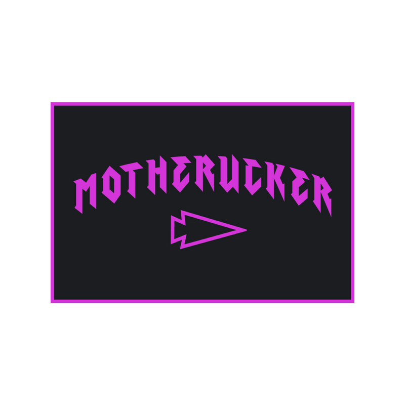 Black rectangle with purple border and "MOTHERRUCKER" above a stylized purple arrow, symbolizing the spirit of Ruckapalooza DC - City Ruck Weekend (5/14-5/16).