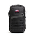 GORUCK Long Range Rucker 4.0 backpack, black, front view, MOLLE webbing, patch