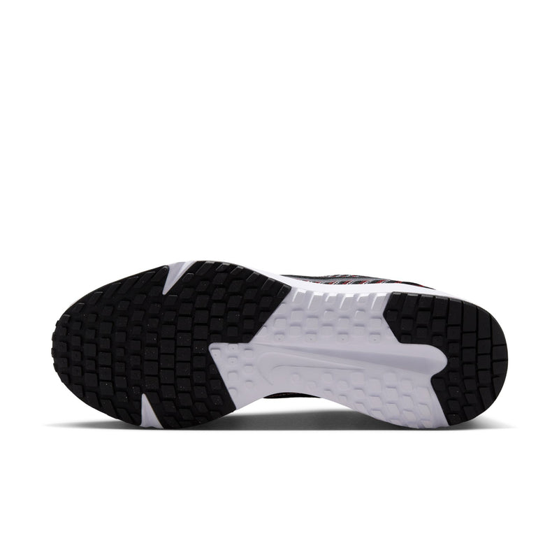 Black outsole with white midsole and traction tread for running shoes