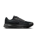 Black knit running shoe for women with swoosh and lace-up closure
