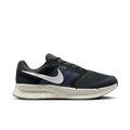 Mens running shoe in dark navy/black with white speckled midsole and Nike swoosh