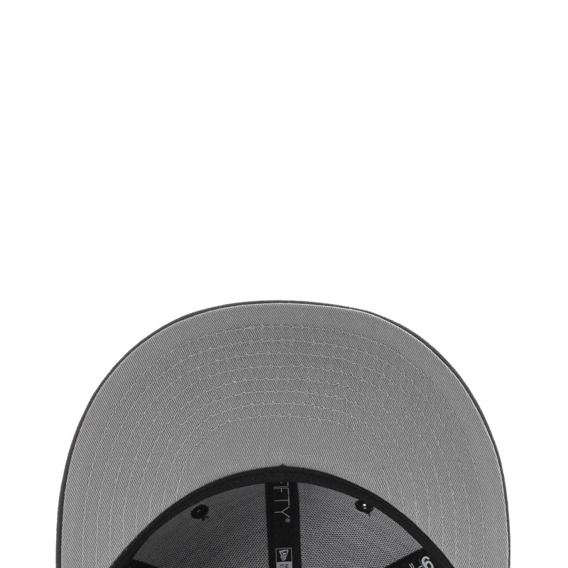 Gray cap brim fabric close-up with black inner panel detail