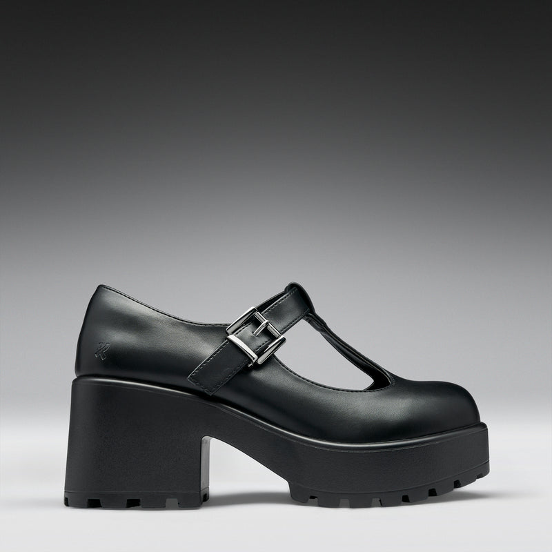 SAI Black Mary Jane Shoes 'Faux Leather Edition' Right View