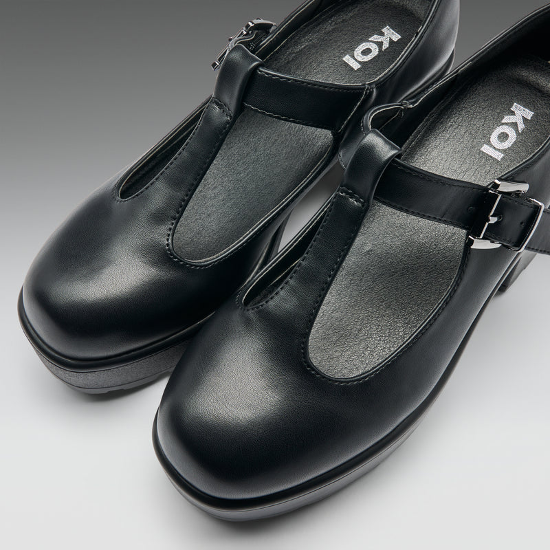 SAI Black Mary Jane Shoes 'Faux Leather Edition' Left Top View