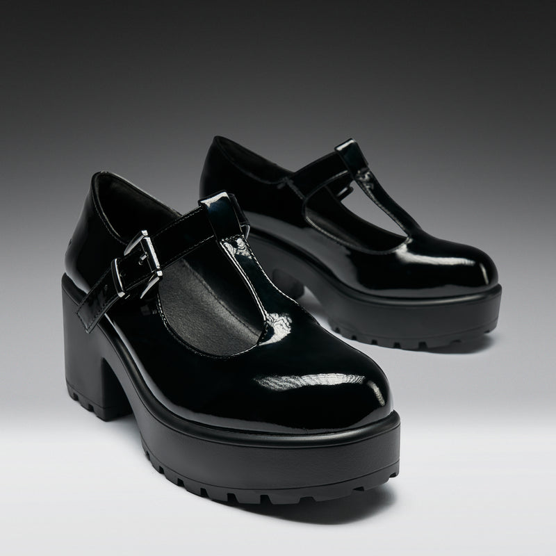 SAI Black Mary Jane Shoes 'Patent Edition' right front view