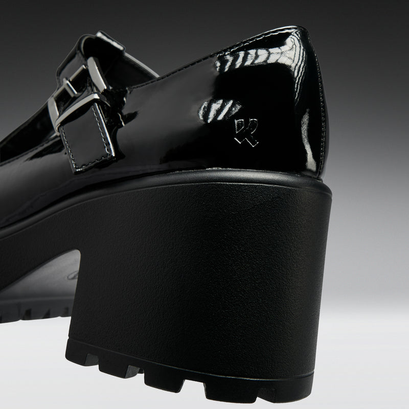 SAI Black Mary Jane Shoes 'Patent Edition' heel view