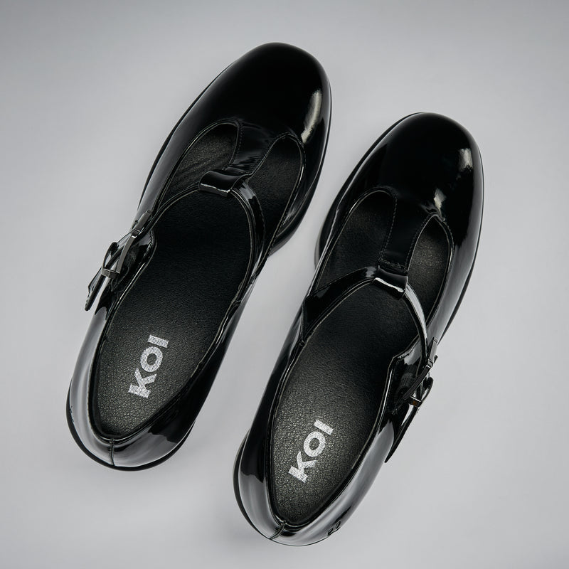 SAI Black Mary Jane Shoes 'Patent Edition' top view