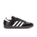 Men's black adidas Samba sneakers with white three-stripe side panel